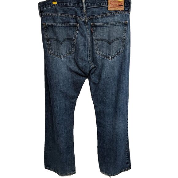 Levi's Jeans Men 36x30 Vintage 527 Blue Denim Dark Wash Frayed Hem Bootcut - Picture 2 of 16